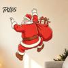 Weatherproof Holiday Stickers Christmas Wall Sticker, Self‑Adhesive Climbing Santa Claus Decals, Funny Window Clings Mural Decor for Living