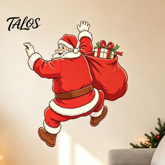 Weatherproof Holiday Stickers Christmas Wall Sticker, Self‑Adhesive Climbing Santa Claus Decals, Funny Window Clings Mural Decor for Living