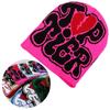 Adult Outdoor Beanies Hat Elastic Windproof Hat With Heart&Letter Pattern Ear Protector Hat Teens Cycling Skiing Hat