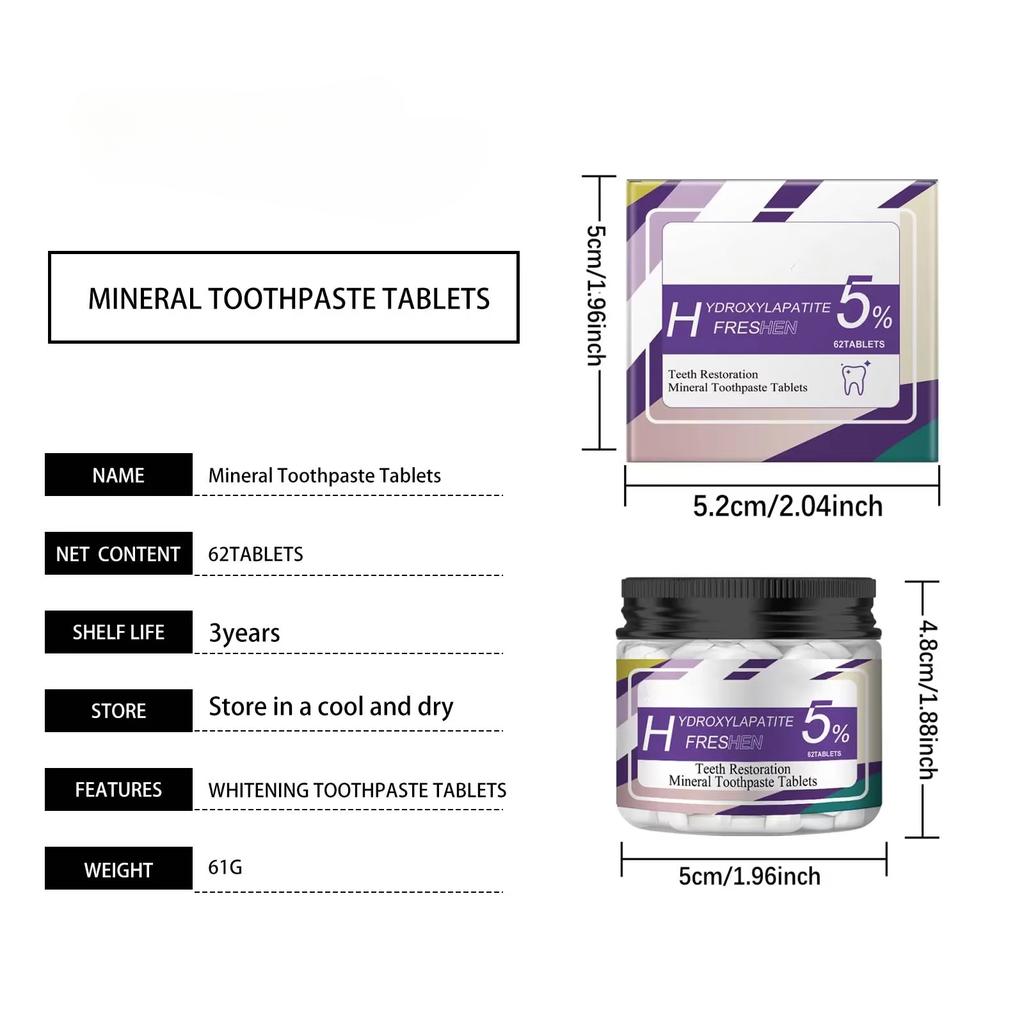 Whitening Toothpaste Tablets Brightening Teeth Cleaning Remove Plaque Stain Fresh Breath Oral Hygiene Care Solid Mint Toothpaste