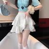 White Wood Ear Trim Fluffy High-Waisted A-Line Skirt - Women's 2026 Summer Edition