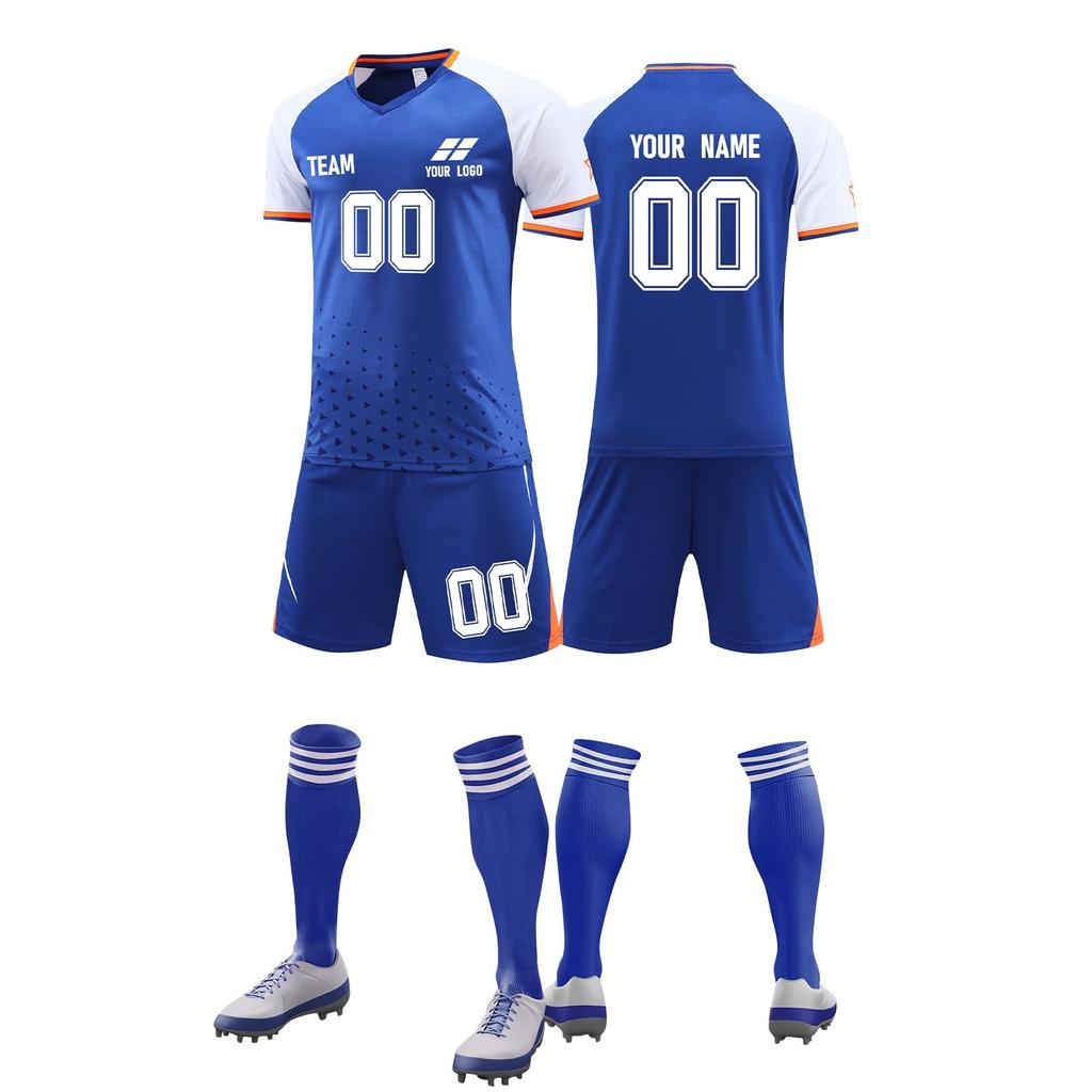 Mens Soccer Uniform Set Short Sleeve Jersey Shorts Socks Quick Dry Athletic Sportswear for Training Matches Teams
