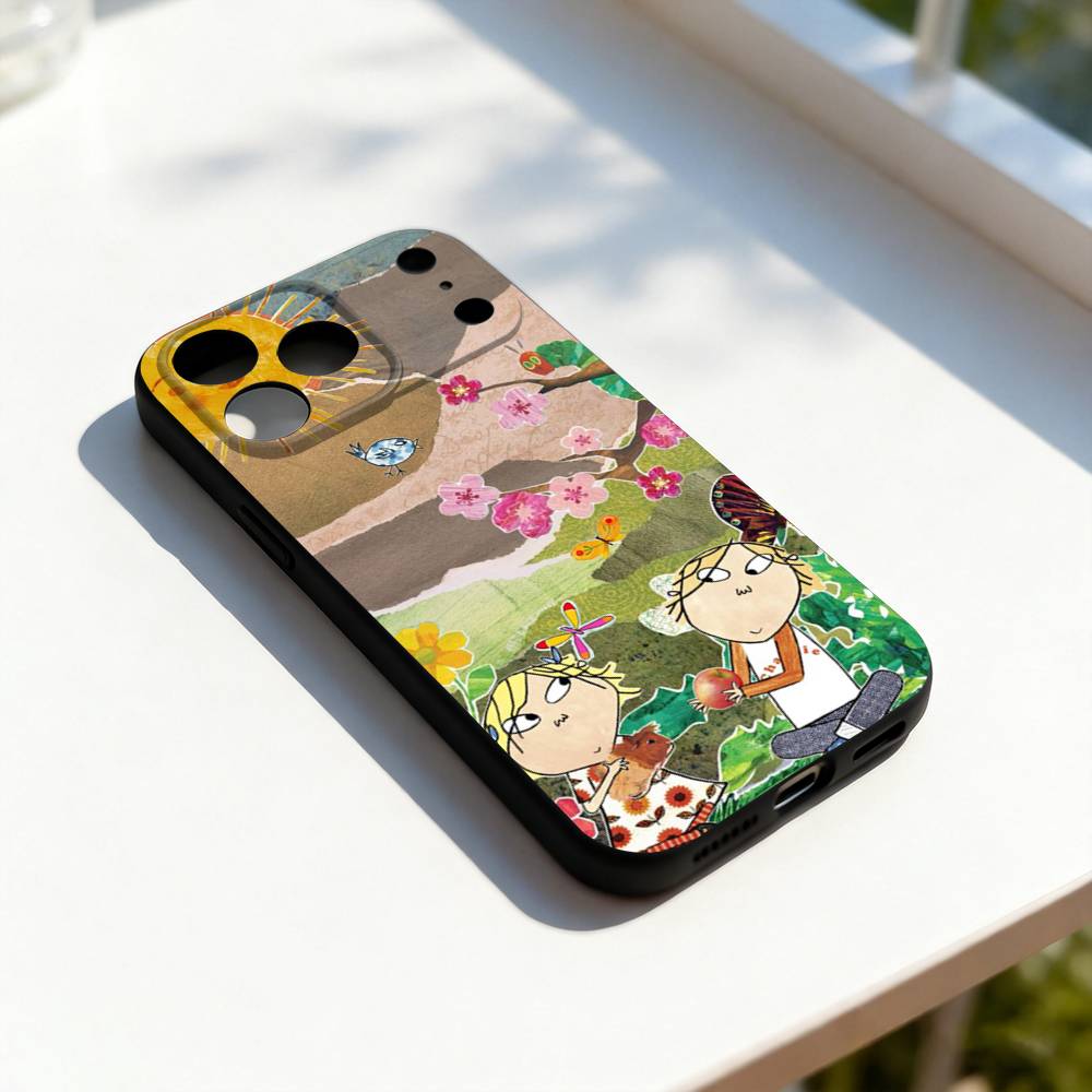 

C-Charlie and L-Lola Cute Phone Case For iPhone 17,16,15,14,13,12,11,Pro,Max,Plus,E,SE4,Air,Mini Black Soft Cover iPhone12PRO