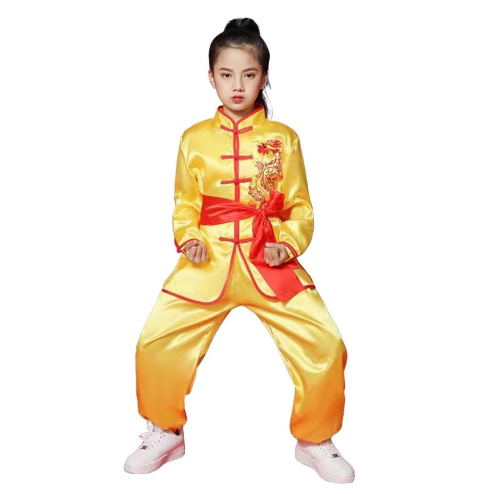 Long Sleeves Wushu Costume Chinese Traditional Martial Art Uniform Tai Chi Uniform  Kids Boys Girls