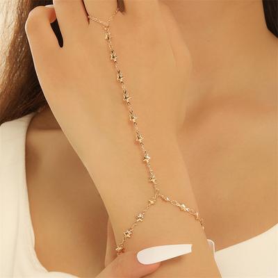 Exquisites Stern-Armband, Böhmen-Armband für Frauen, Quastenkette, Charms, Fingerring, Lady, trendiger ästhetischer Schmuck, Geschenk
