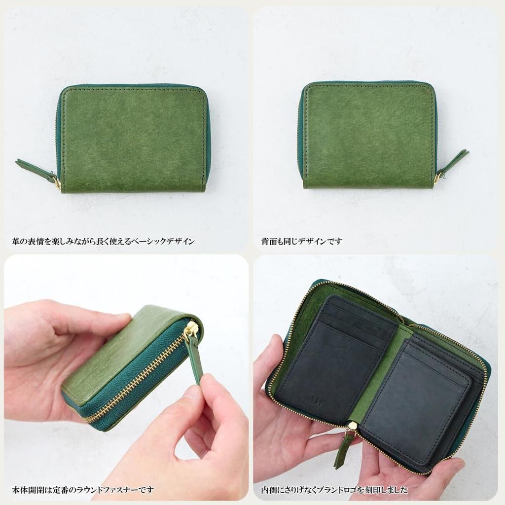 [AW] Men's Leather Bi-fold Wallet, Large Capacity, Compact, AP-011 (Black)