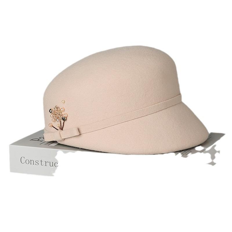 Hat Women's Autumn and Winter Wool Cap British Casual Wool Felt Hat Versatile Fashion Foreign Style Show Face Little Beret