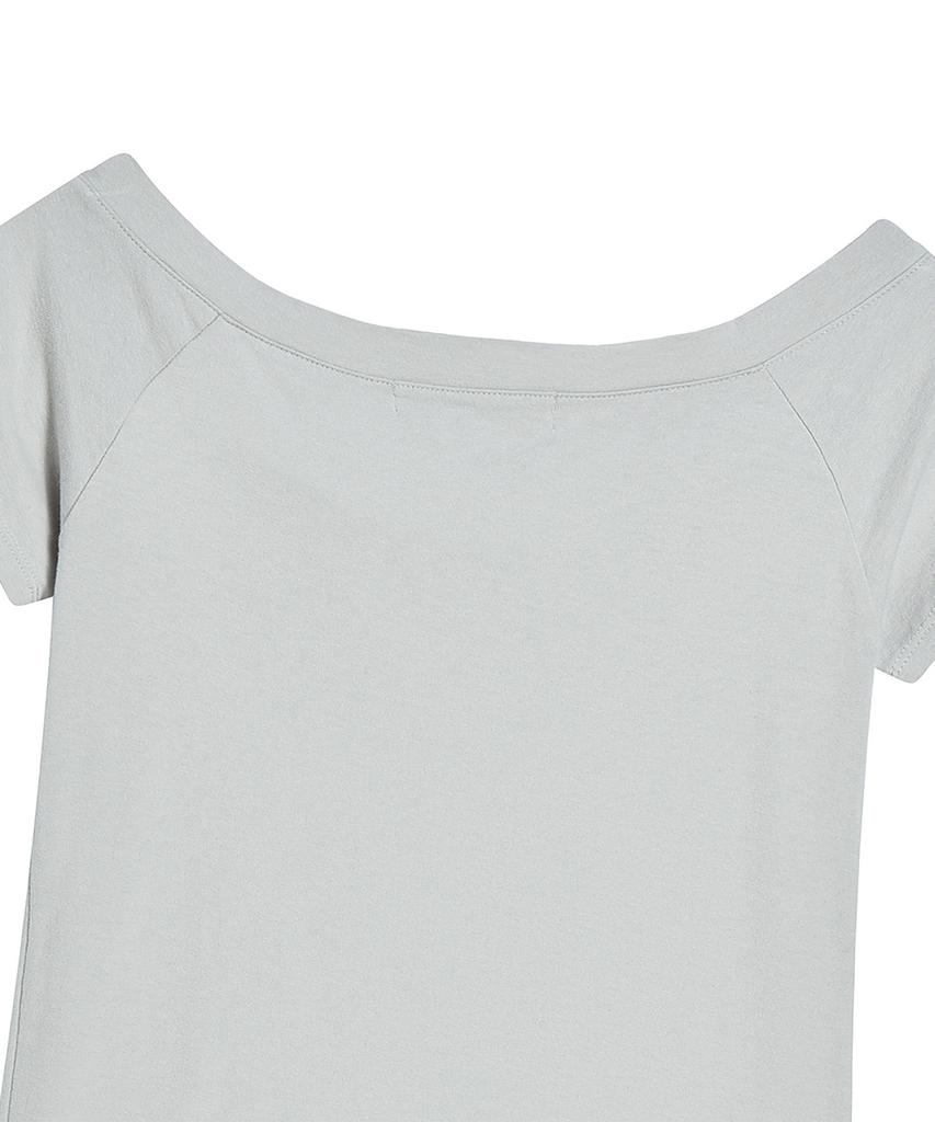 PRENDA Corset Detail One-Off-Shoulder Short Sleeve Gray