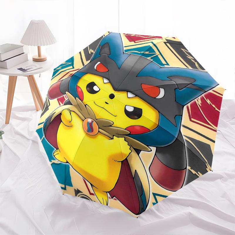 

1pc Pikachu in Blue Armor Automatic Opening and Closing Umbrella, Lightweight 3-Fold, With Cute Cartoon Characters, Suitable for Home, Outdoor and Dai