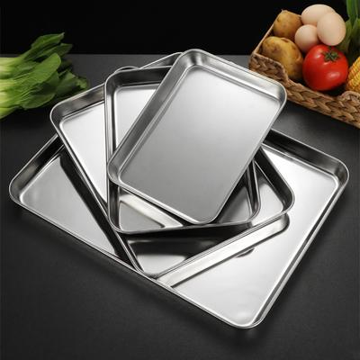 Kitchen Food Storage Tray Stainless Steel Serving Plates BBQ Steamed Spices Buffet Dishes Household Organizers Utensils