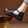 2025 new summer soft leather with skirt sandals women's versatile platform fashion casual open-toed mother Roman shoes