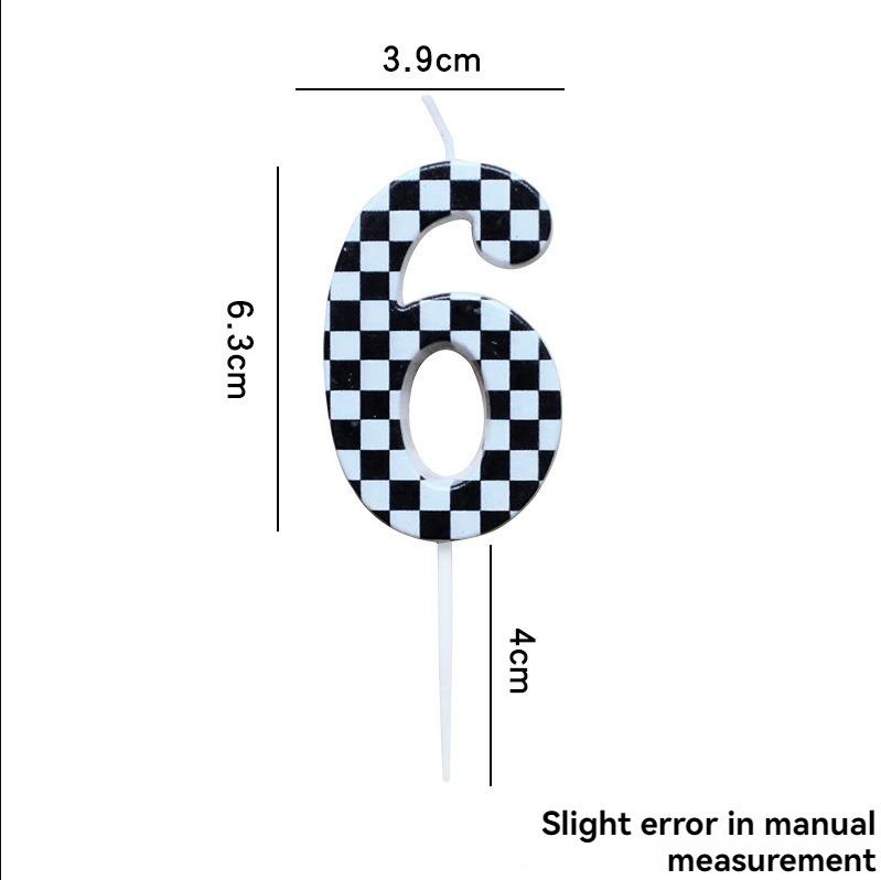 1/6/12/13 Pcs Racing Cars Themed Birthday Candles Black and White Race Number Checkered Candle Cake Topper for Racing Car Party