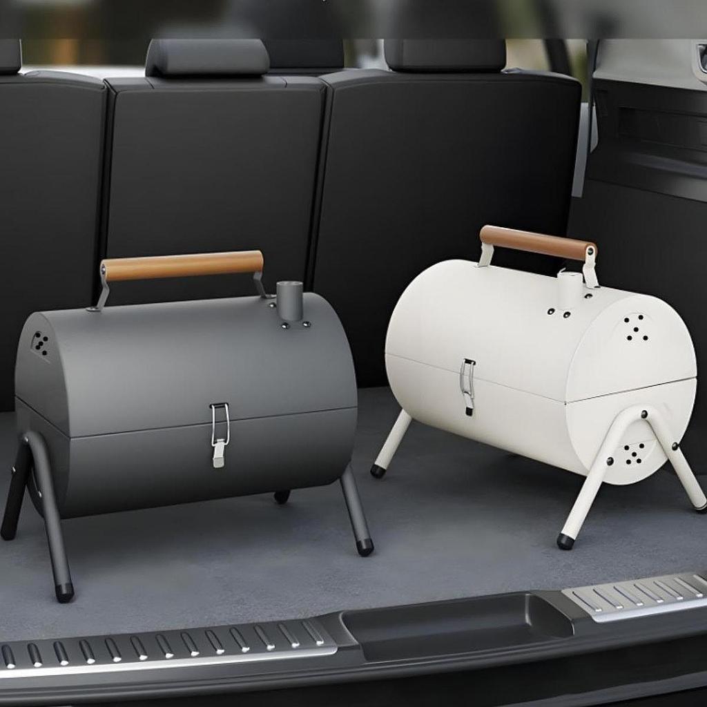 Compact Charcoal Grill for Outdoor Use with Chimney and Handle Garden Beach