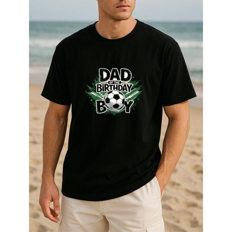 

European sizes Football Birthday Boy Dad Label | Soft T-shirt for Family Fans, Suitable for Outdoor Sports, Weekend Leisure Wear 4XL чорний