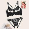 Women's Sexy See-through Rose Pattern Lace Underwear Two Sets Without Steel Ring