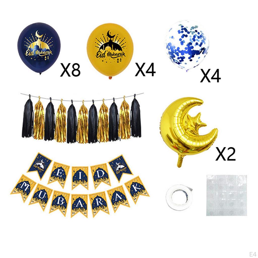 Blloons Festive Print Decortive Eid Mubrk Bckdrop Bnner for Holidy Prties Decor