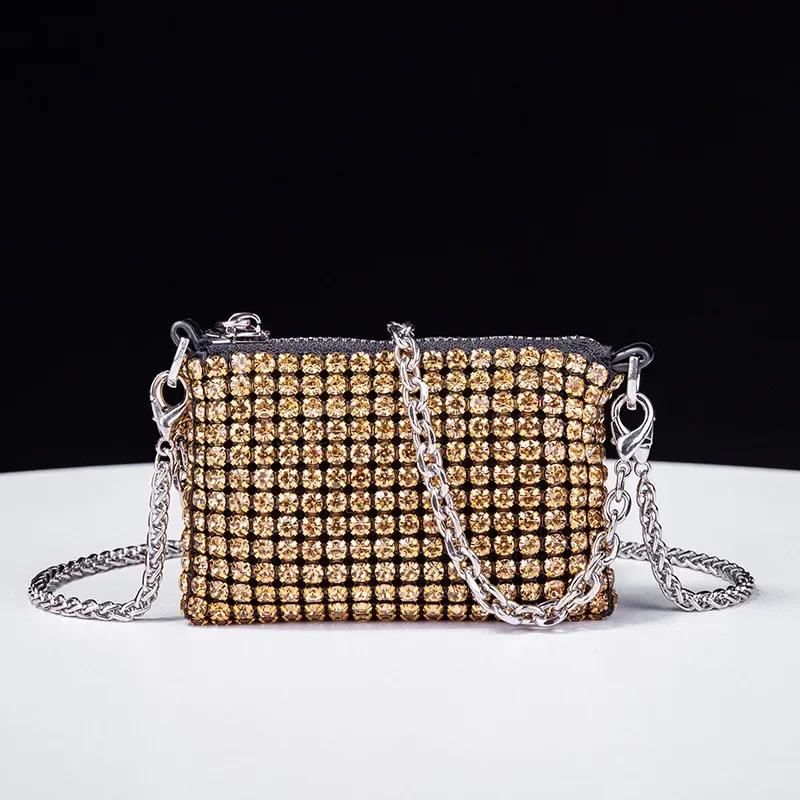 New Women's Bag 2025 Versatile Rhinestones Handbags with Diamond Chain Mini Bags Female Purse Wallet Shoulder Crossbody Bags