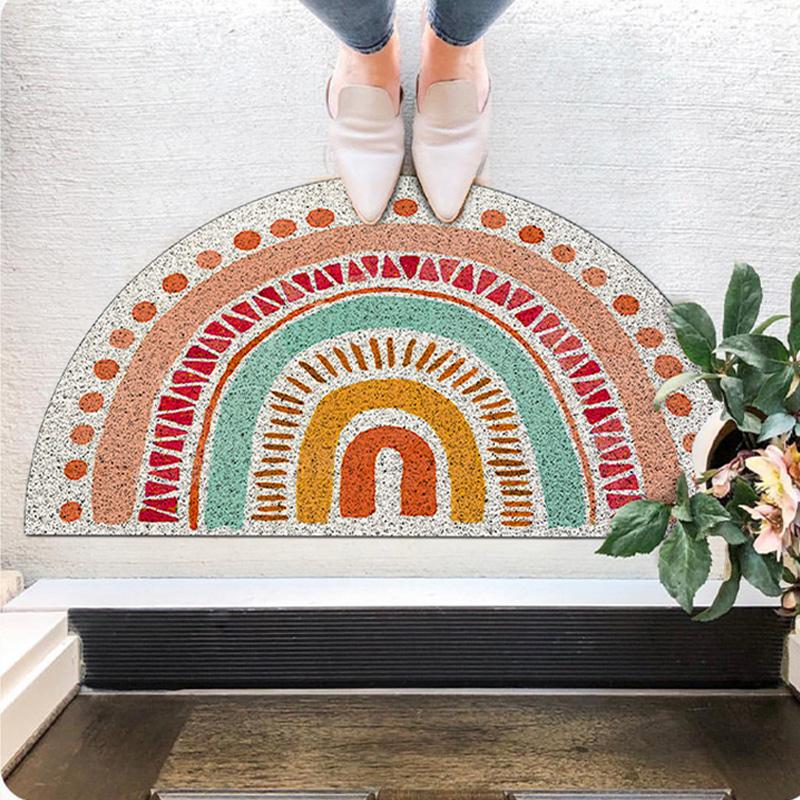 Arch Door Mats Outdoor Indoor Antiwear PVC Waterproof Ant-Slip Bedroom Rugs and Carpets Rainbow Printed Entrance Doormat