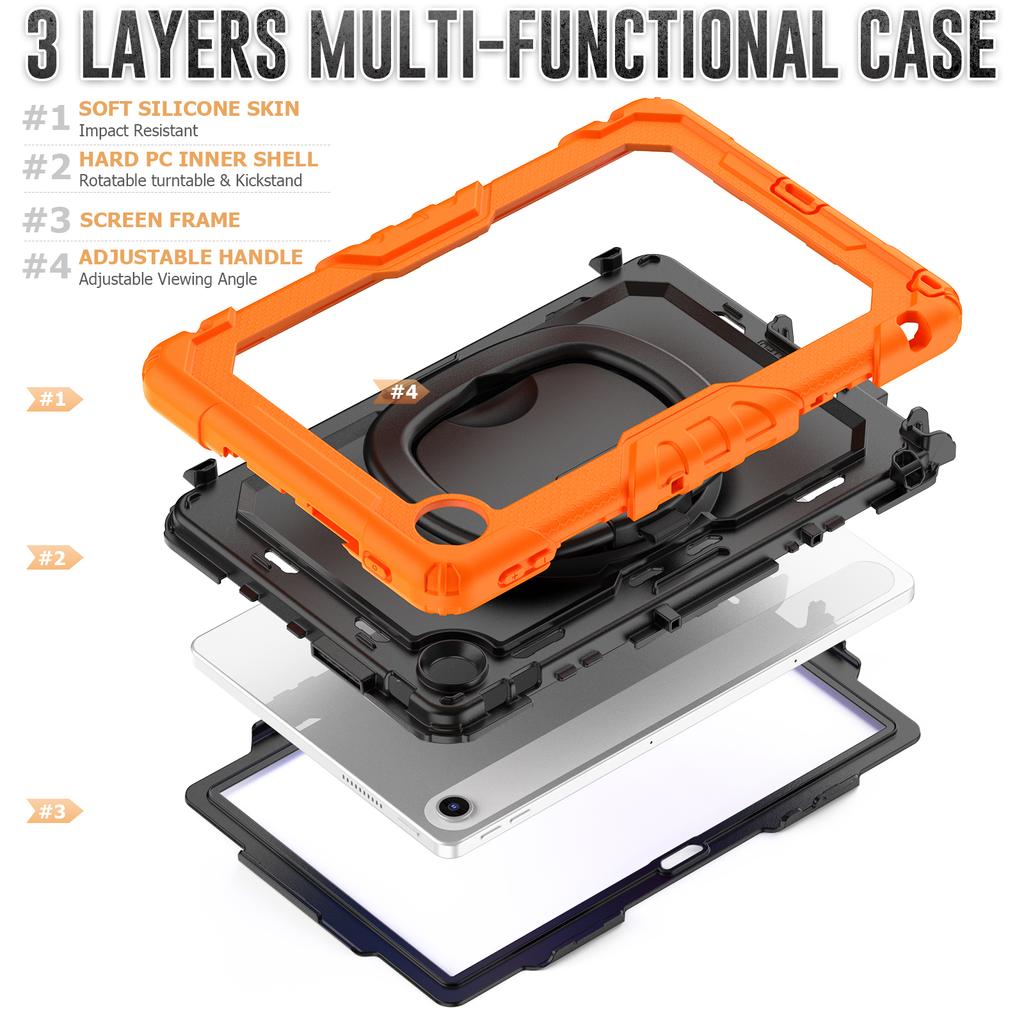 Para Lenovo Tab 10.1 (2025) Capa TB-311XU/Tab TB311FU Anel Suporte PC+Silicone À Prova de Choque Capa para Tablet