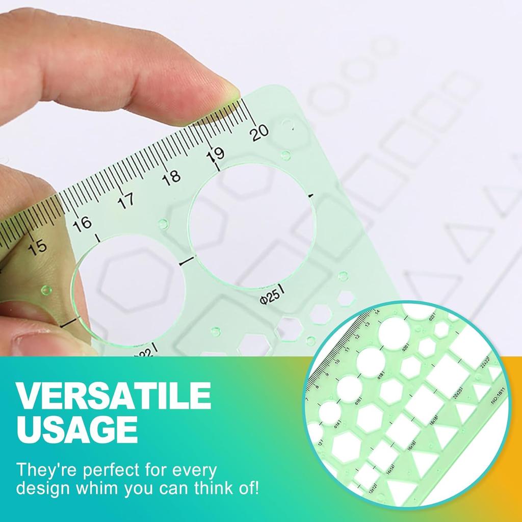 2-PCS Circle Template Set for Drawing & Drafting – Geometric Stencils & Rulers for Office, School, Architecture & Design