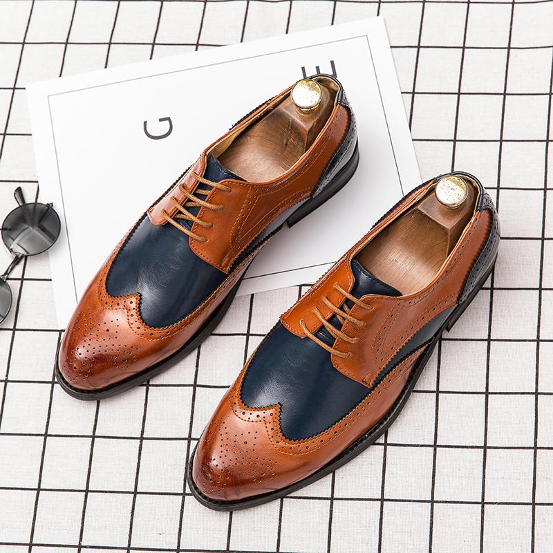 New Brand Men Dress Shoes High Quality Handmade Brogue Style Party Leather Wedding Shoes Men Social Leather Oxfords Formal Shoes