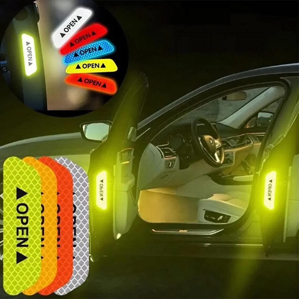 2PCS Car Door Reflective Sticker Safety Opening Warning Reflective Tape Car Accessories Interior Exterior Reflector