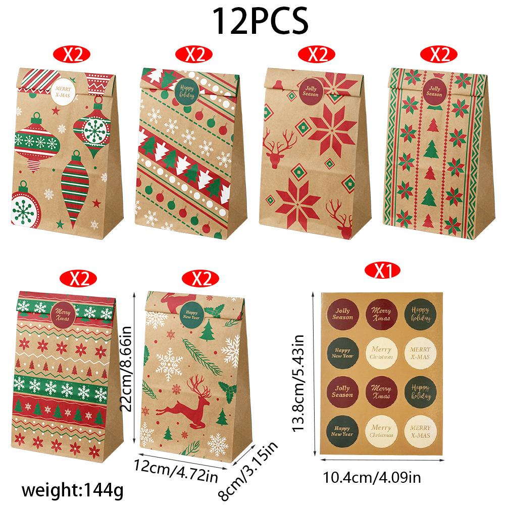 Christmas gift bag gift packaging bag Amazon Santa flat mouth paper bag Christmas Eve apple packaging bag