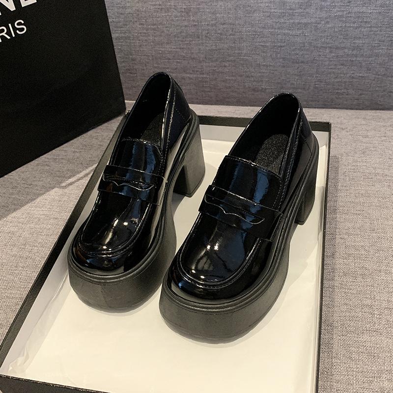 

French small leather shoes women s super high heels spring and autumn 2024 new retro jk single shoes waterproof platform platform platform loafers t 40