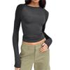Spring & Fall New Arrival Cross-Border Fashion Round Neck Tight Casual and Comfortable Raglan Long Sleeves T-shirt Pure Color Silm Pullover Base