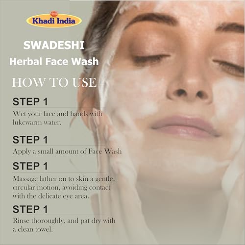 Khadi Natural 100% Herbal Neem Face Wash - Anti-Acne & Purifying Cleanser, Fights Pimples & Bacteria, Sulfate & Paraben Free - 630ml