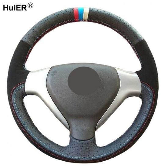 DIY Suede Car Steering Wheel Cover For Honda Fit 2007-2008 City Jazz 2007-2008