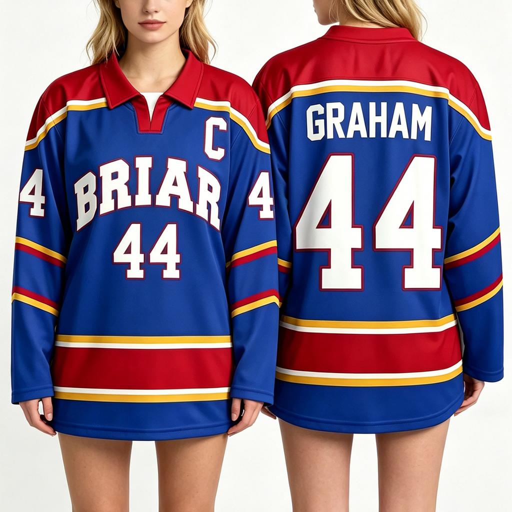 Men's Long Sleeve Hockey Jersey Mesh Fabric Casual Fit Printed Number and Letter Design Lightweight Breathable Sports Shirt
