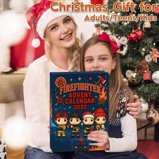 Brandman Adventskalender Jul Nedräkningskalender 2D Akryl Brandman Hängande Ornament för Julgran