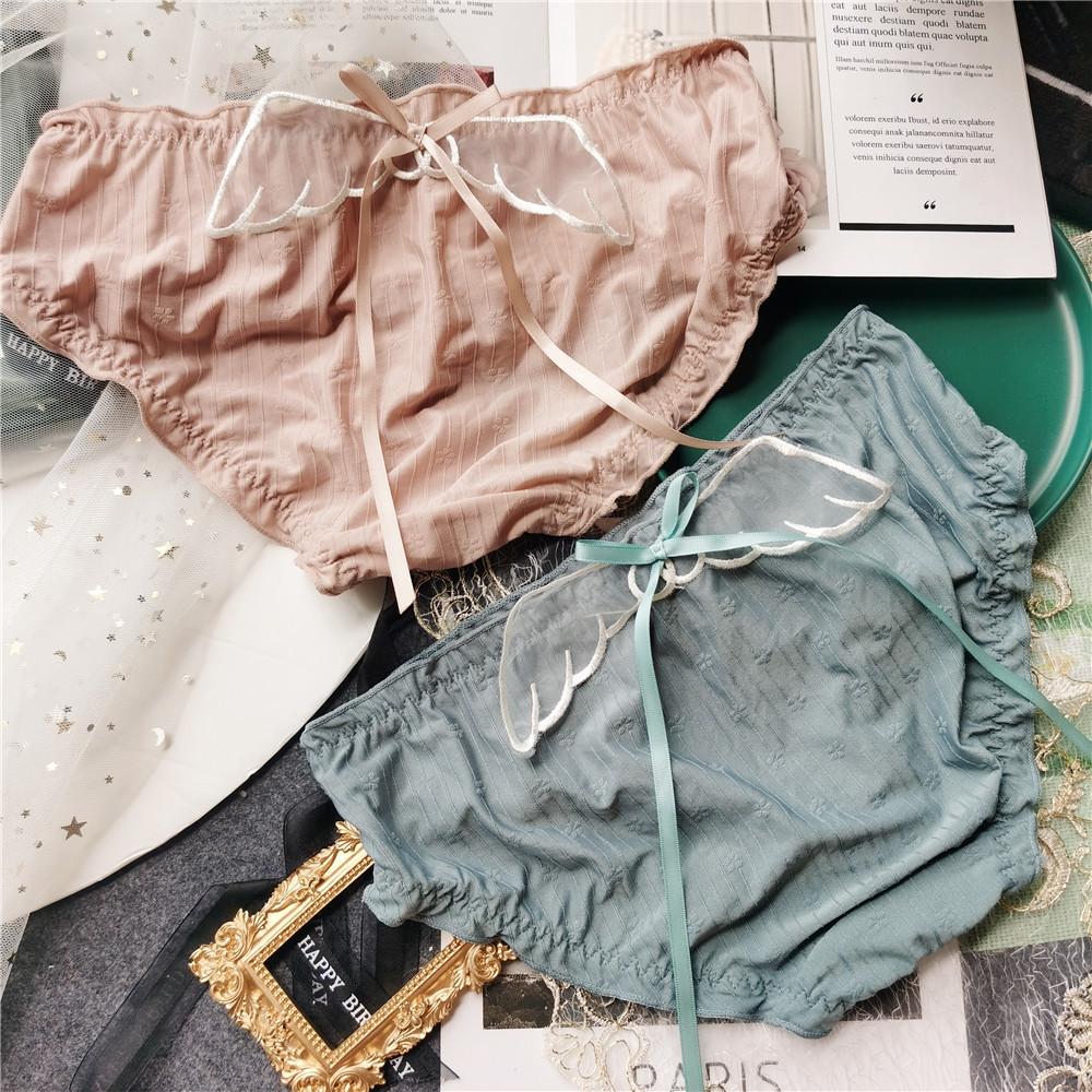 Briefs Cute Elastic Big Jacquard Dark Ice Silk Underwear Sexy Low-rise Women's Panties