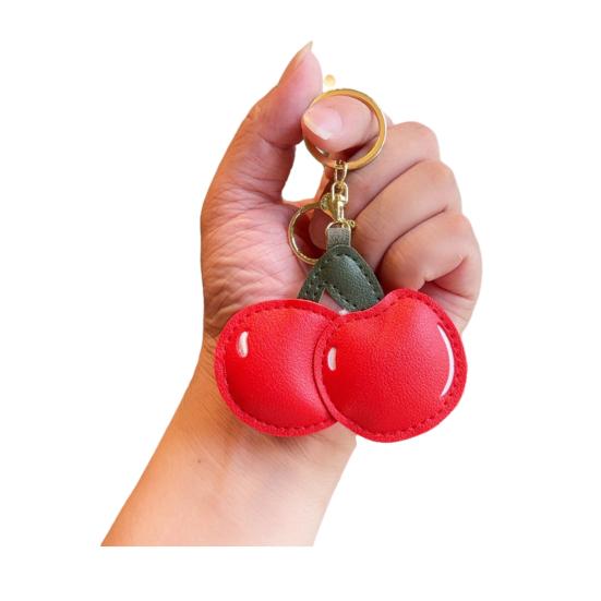 Keychain Pendant Peach-Shaped Card Holder Faux Leather Access Card Case Simulated Fruit Keychain Decorative Valentine Day