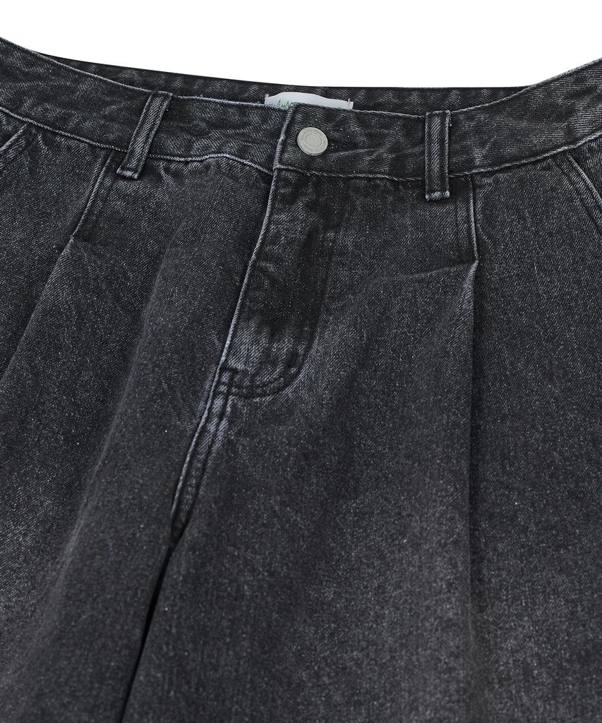 STANDARDERROR 87-Stan171 Minimal Wash Carpenter Bermuda Denim Pants Vintage Black