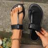 Flat Bottom Comfort Set Toe Slippers Women Woven Strap Lightweight Casual Outer Wear Non-slip Beach Shoes Versatile Women Shoes