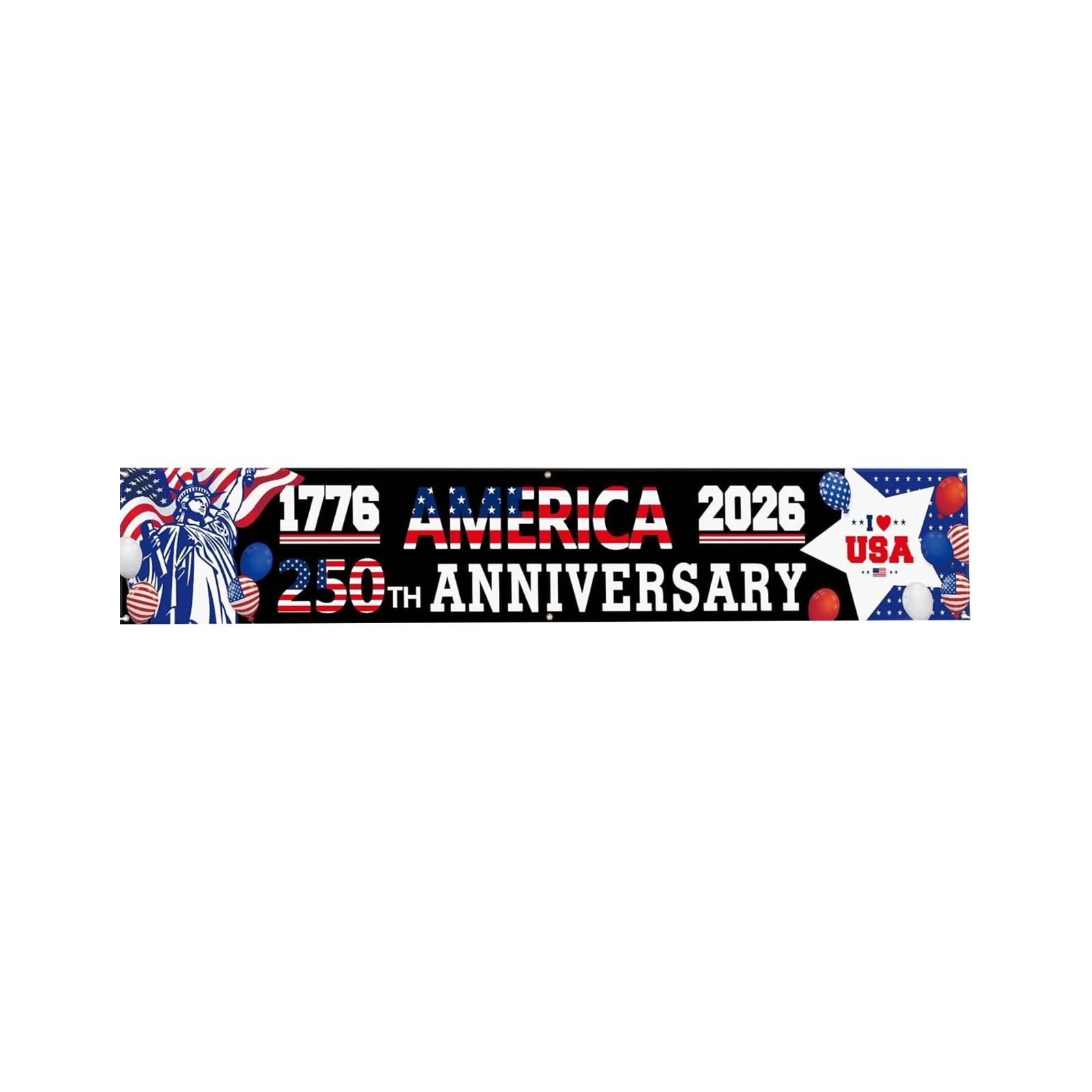 

0th Anniversary Banner - Patriotic Independence Day Background Decoration, Suitable For Patios And Porches One Size