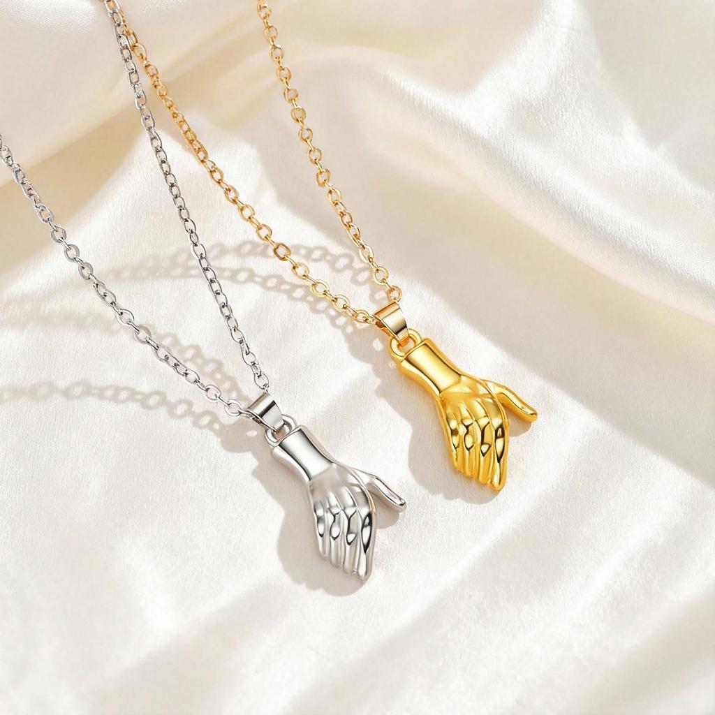 Unique Set Magnetic Attraction Necklace for Couple Hand Pendant Necklace for Women Men Valentine's Day Gift