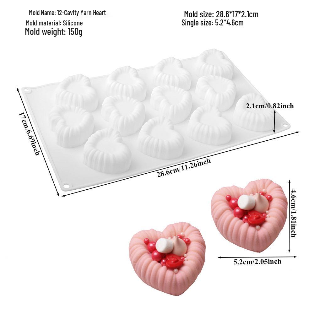 6-Cavity Flower & Heart Silicone Mousse Mold for Chocolate and Cakes