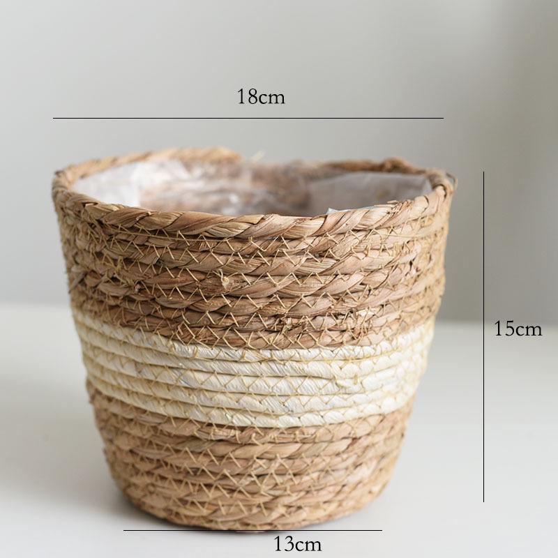 Creative Straw Woven Flower Basket for Green Plants - Living Room or Balcony Decoration
