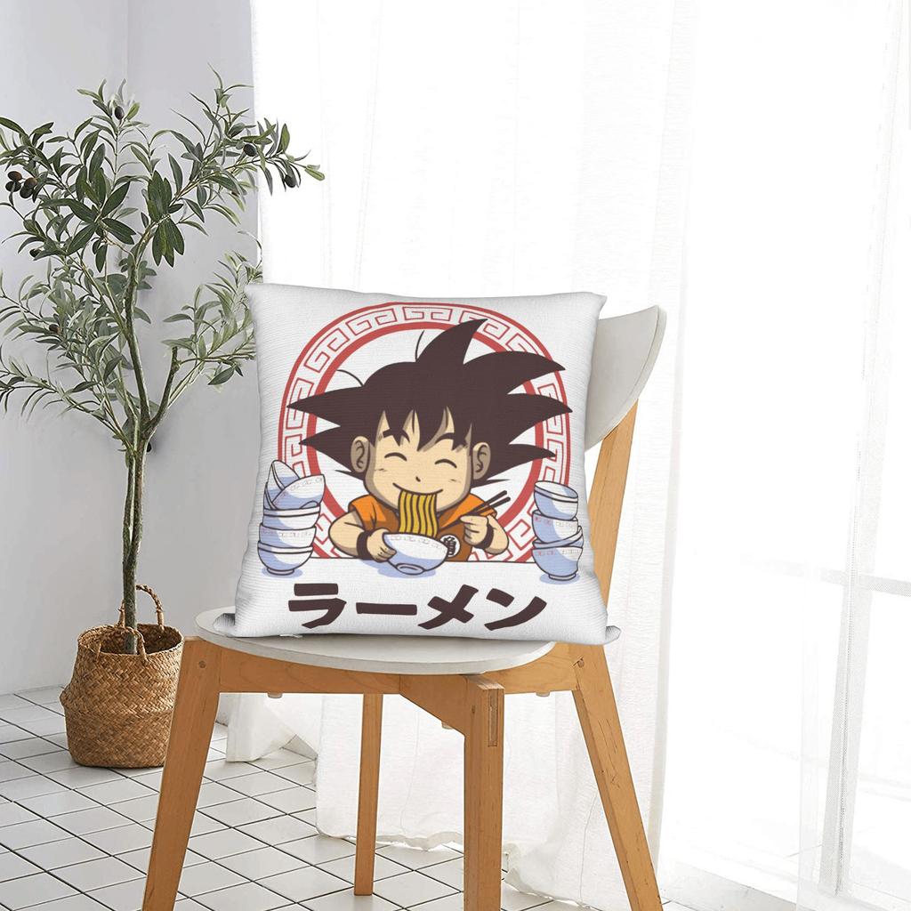 Saiyan Ramen Pillowcase Cushion Cover Decoration Goku Kakarot Dbz Manga Throw Pillow Case Cover Home Square 45X45Cm
