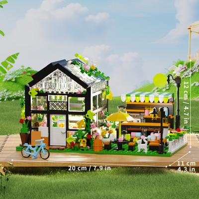 Ensemble de construction de maison de fleurs avec LED, blocs de construction de magasin de fleurs de ville, cadeau pour filles de 8 ans et plus, mini briques 680 pièces