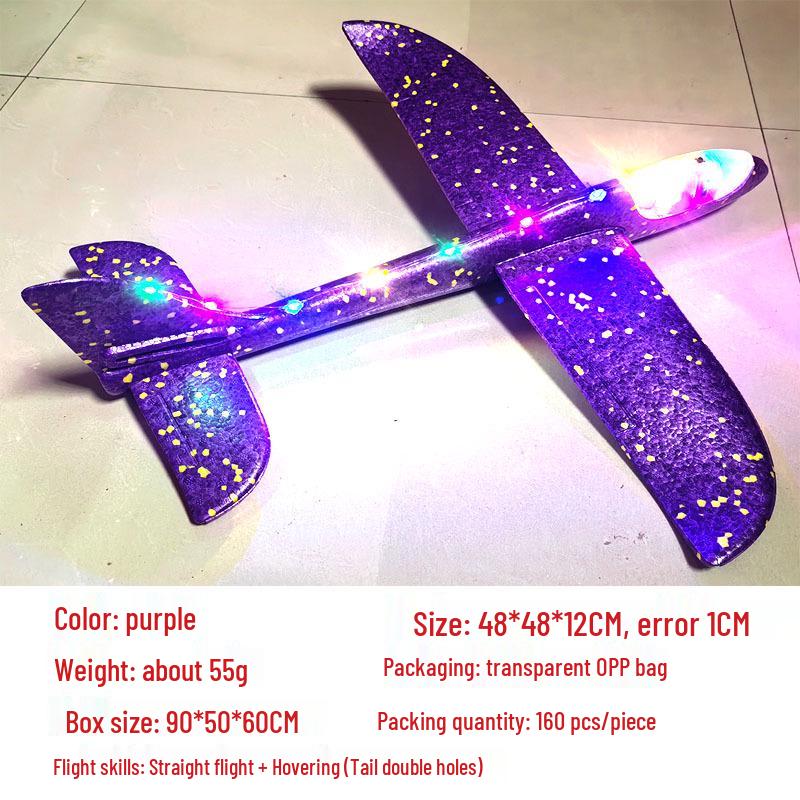 Children's 48CM Luminous Foam Glider Toy - Pure White Model for Outdoor Play