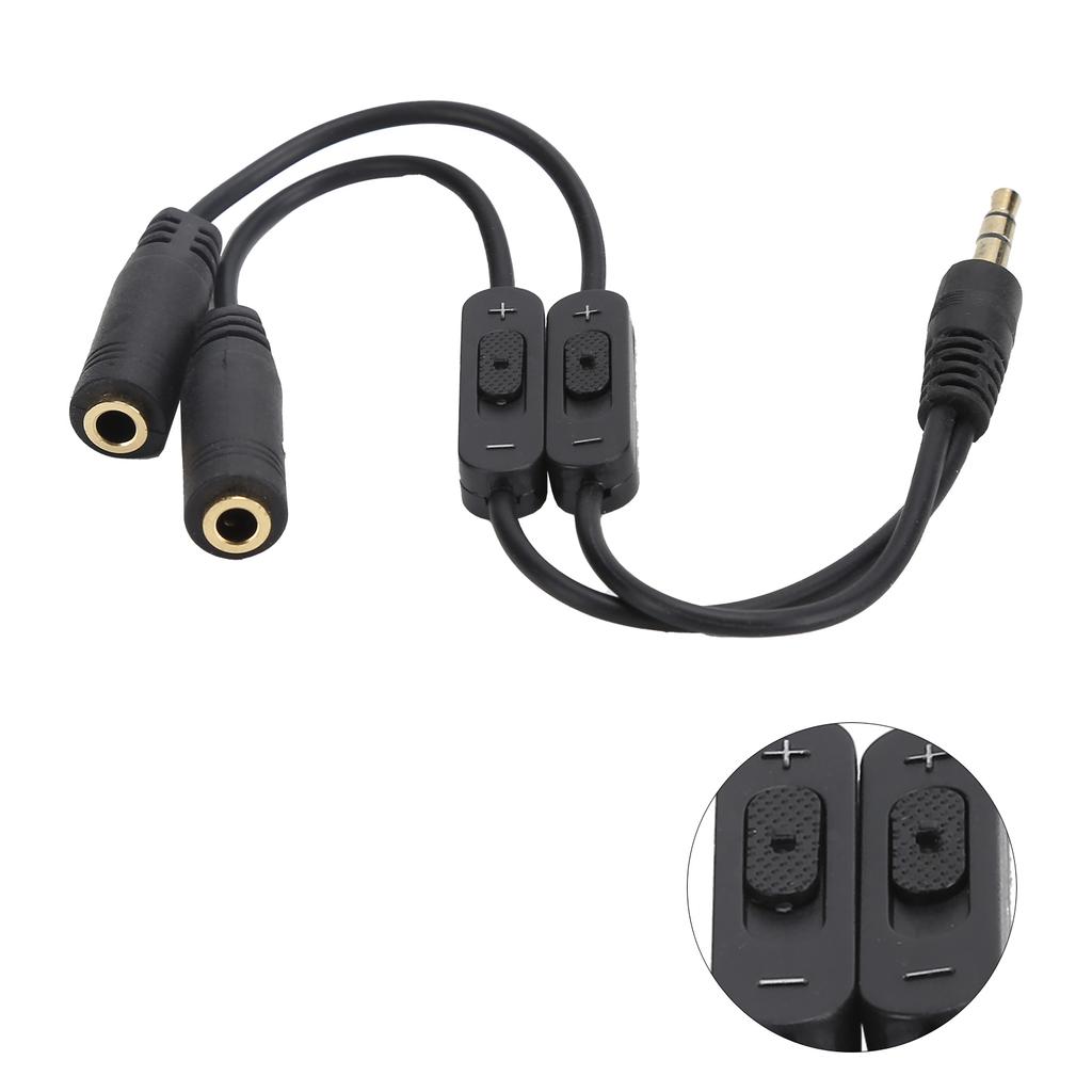 Couple Headphone Converter Cable Stereo 3.5mm to Dual Stereo Female 1 to 2 Earphone Adapter Cable with Switch