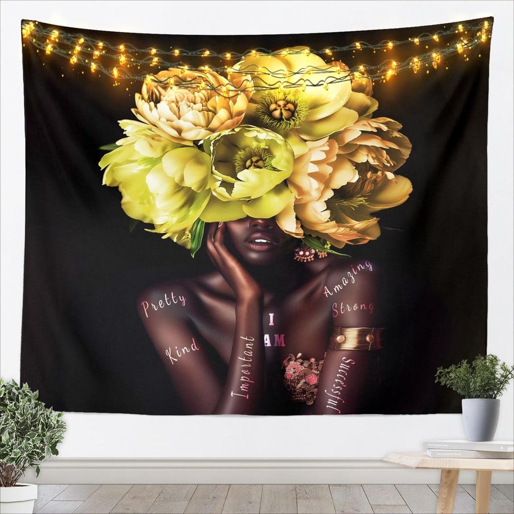 Kids Black White Wall Hanging Blanket for Boys Girls Teens Antique Victorian Baroque Wall Art Breathable Gothic Vintage Floral