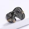 New Gothic Style Butterfly Branch Diamond Ring European and American Retro Black and Gold Two Color Ring