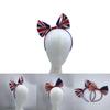 USA/England Fan Schleife Kopfschmuck Fußballclub Anhänger Karomuster Unisex Accessoire