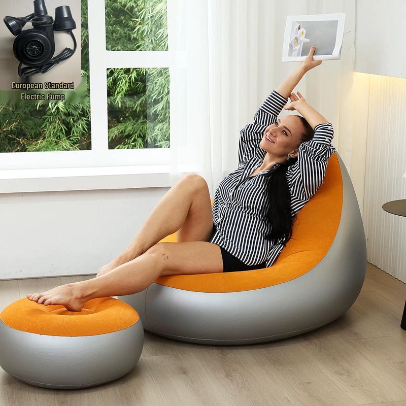 Sametové nafukovací křeslo: Skládací pohovka s úložným prostorem a opěradlem