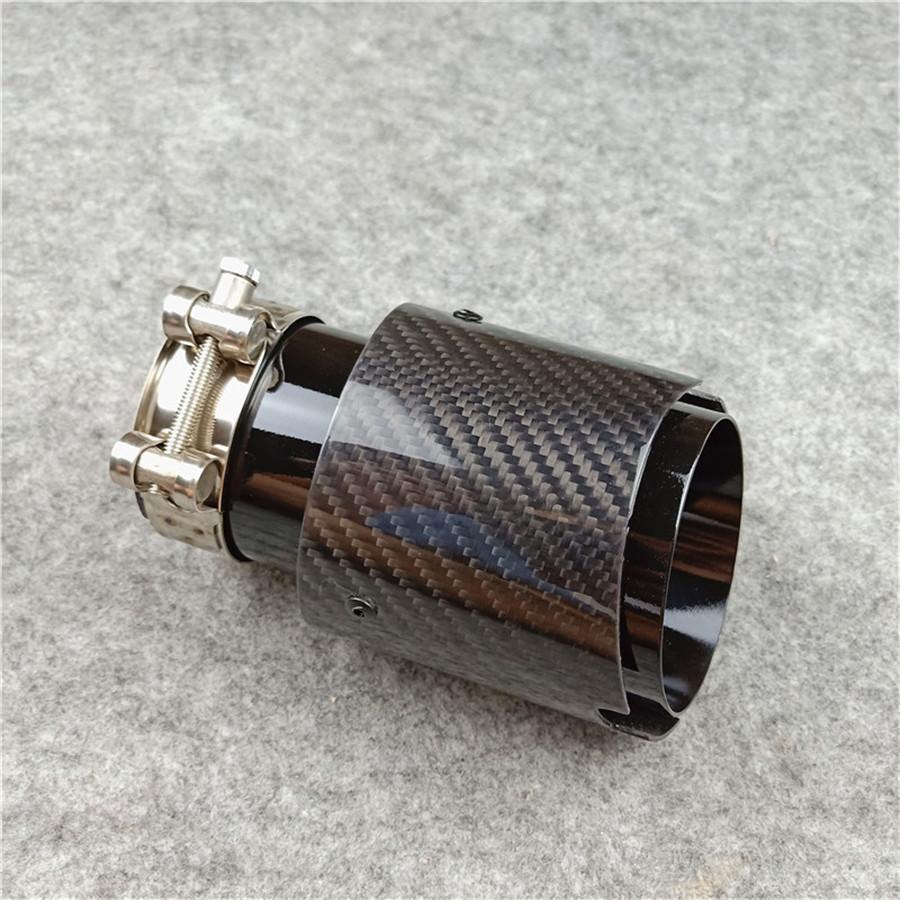 63mm-89mm Glossy Titanium Black Carbon Fiber Car Tip Tail Throat